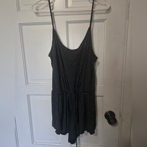 Striped Black & White Sleeveless Romper